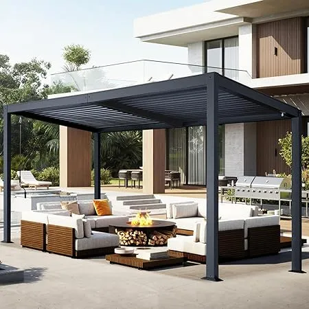 10x10/10x13 Louvered Pergola Outdoor Aluminum Patio Pergola with Adjustable Roof