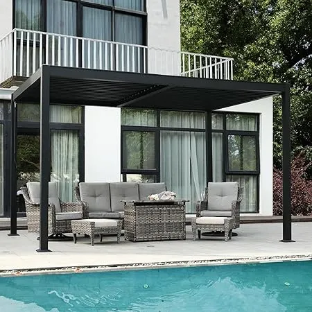 10x10/10x13 Louvered Pergola Outdoor Aluminum Patio Pergola with Adjustable Roof