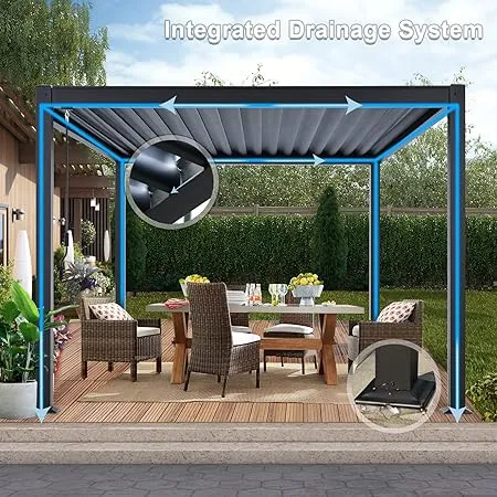 10x10/10x13 Louvered Pergola Outdoor Aluminum Patio Pergola with Adjustable Roof