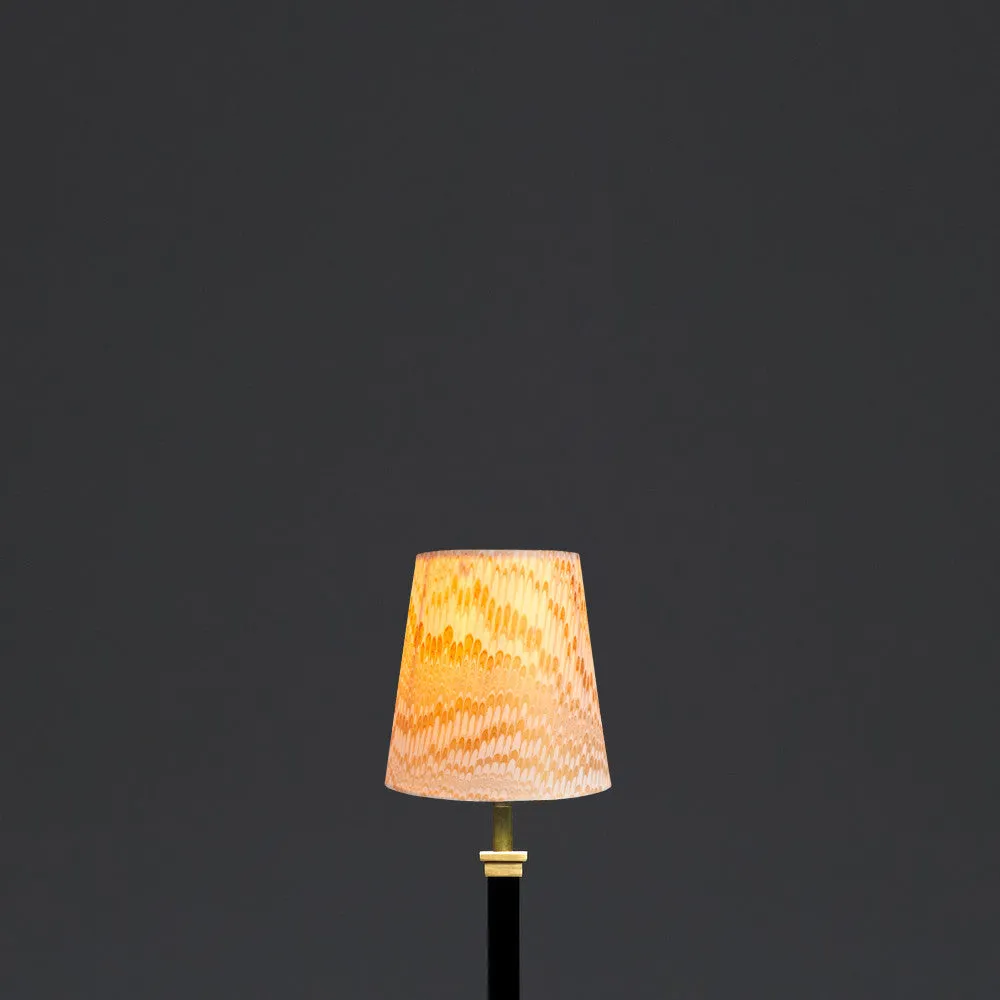 12cm tall tapered shade with candle clip in gold and white Porto hand made marble paper