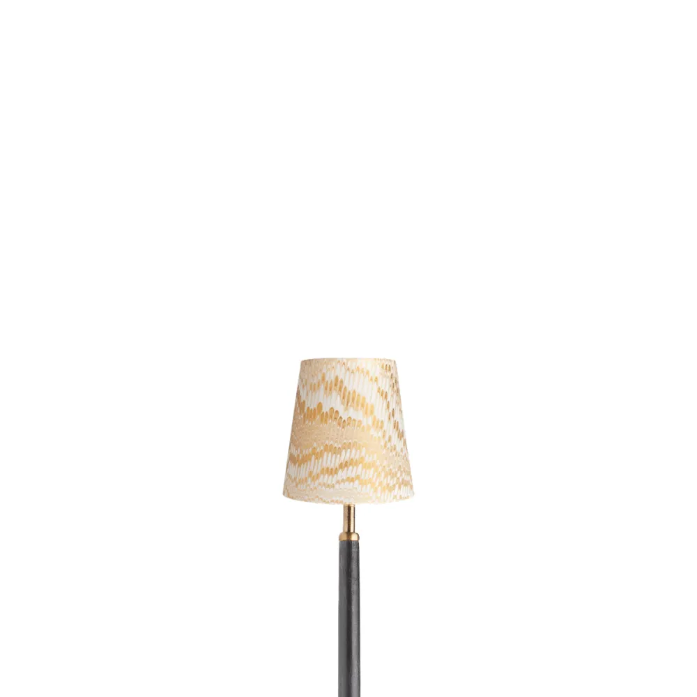 12cm tall tapered shade with candle clip in gold and white Porto hand made marble paper