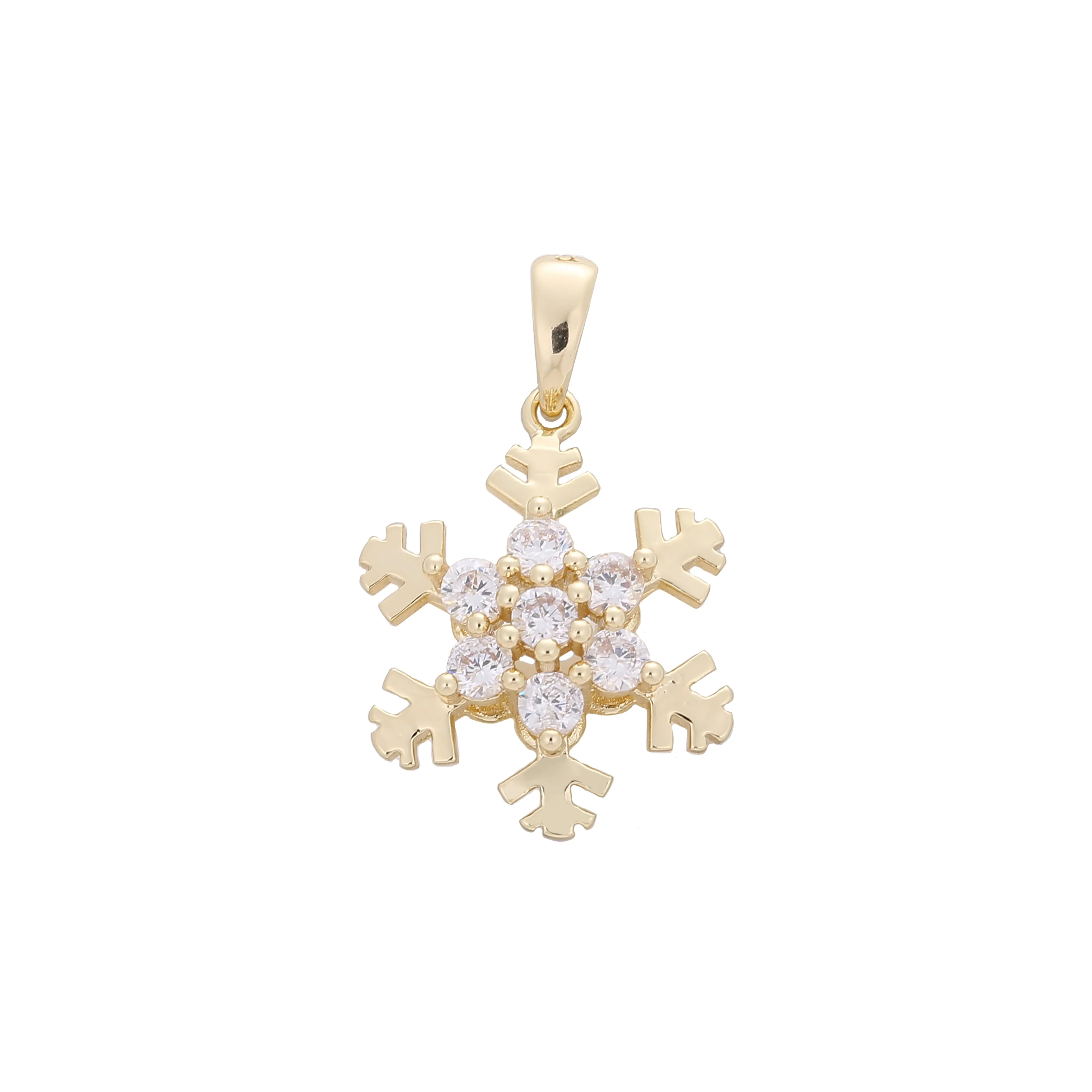 14K Gold snow flake cluster pendant