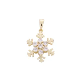 14K Gold snow flake cluster pendant