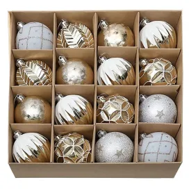 16pcs Gold & silver Icing Theme Shimmer Christmas Ball Tree ornaments XMAS Decoration Set