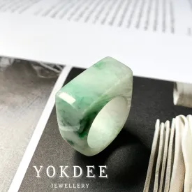 18.2mm A-Grade Natural Moss On Snow Jadeite Ring Band No.220474