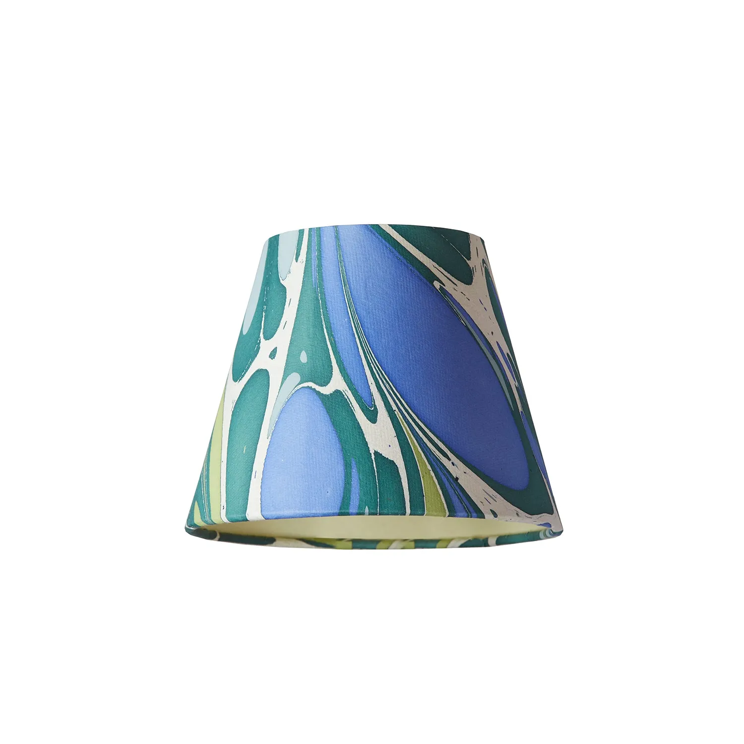 18cm pendant shade in green and blue roya hand made marbled paper