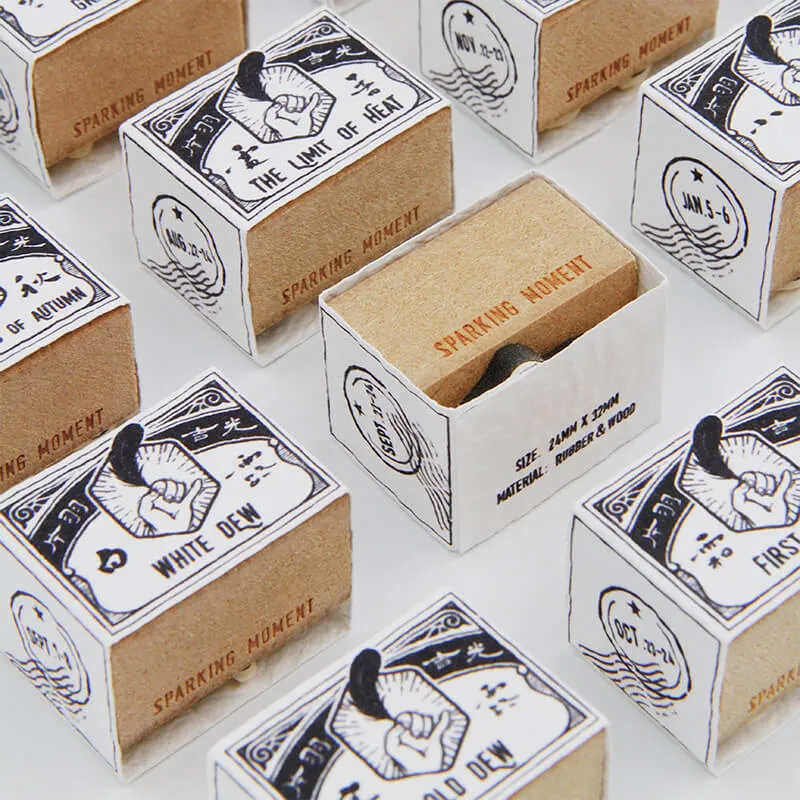 24 Solar Terms Wooden Rubber Stamp Set