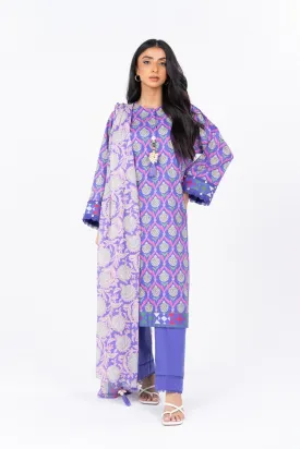 3 Pc Printed Cambric Suit With Printed Lawn Dupatta