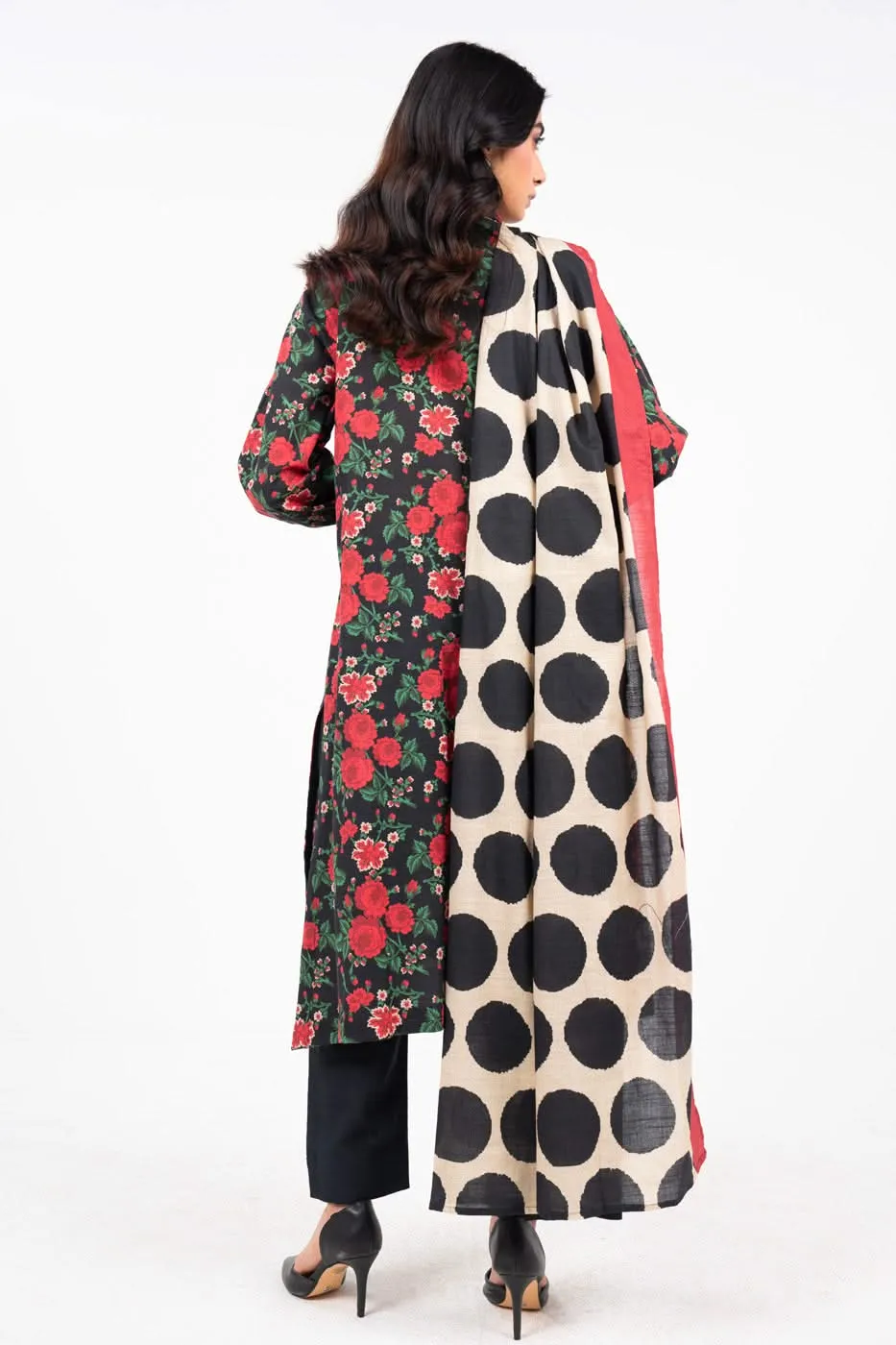 3 Piece Printed Khaddar Suit With Light Khaddar Dupatta