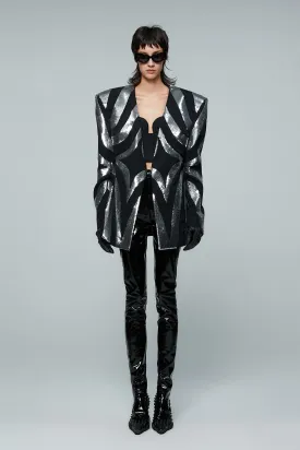 Acetate wool four pointed star patchwork sequin suit