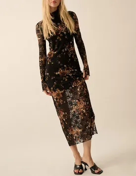 Alice Floral Print Lace Long Sleeve Dress