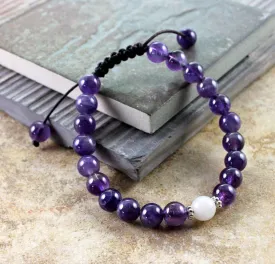 Amethyst and Snow Quartz Wrist Mala