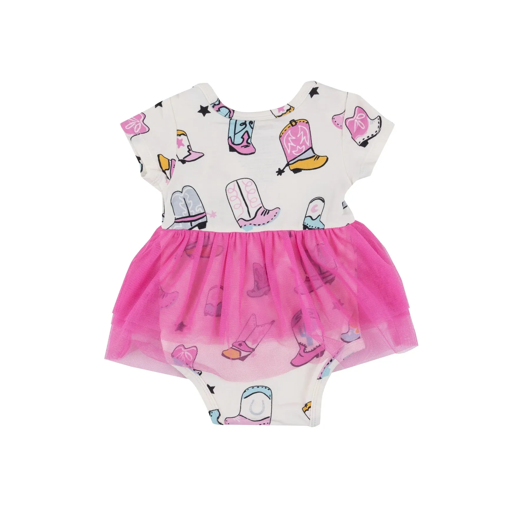 ANGEL DEAR BOOTS PINK TWIRLY S/S TUTU BODYSUIT DRESS