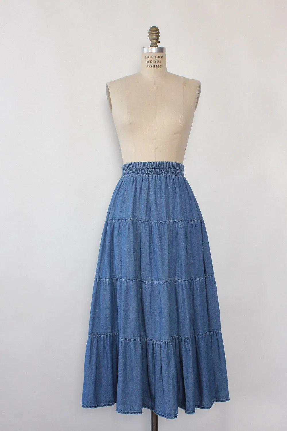 Apache Tiered Denim Skirt XS-M