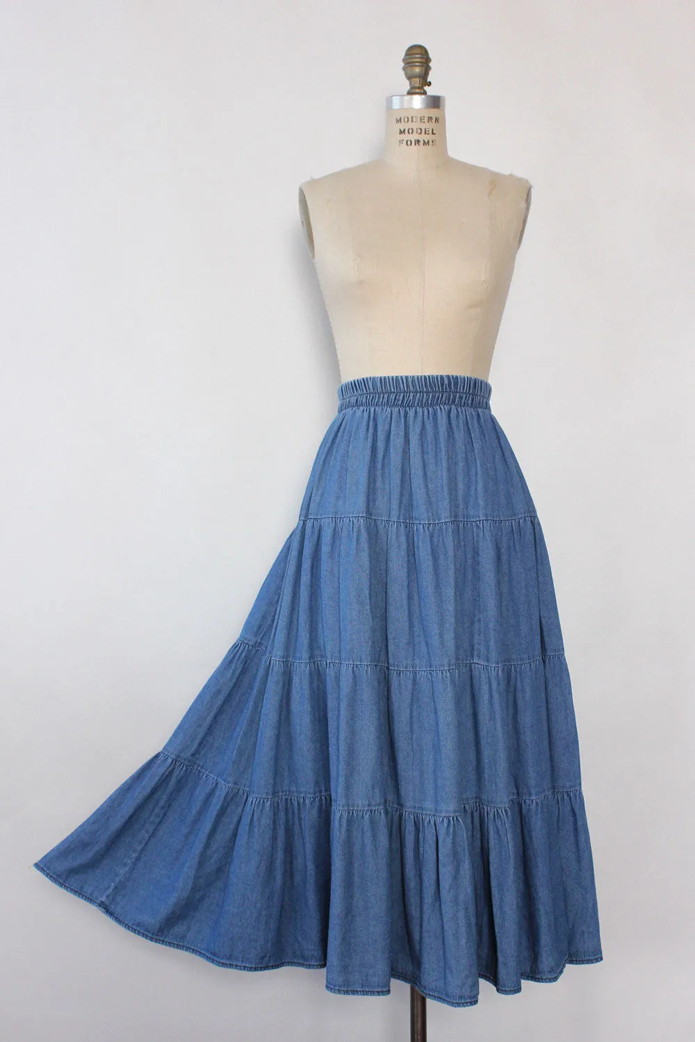 Apache Tiered Denim Skirt XS-M