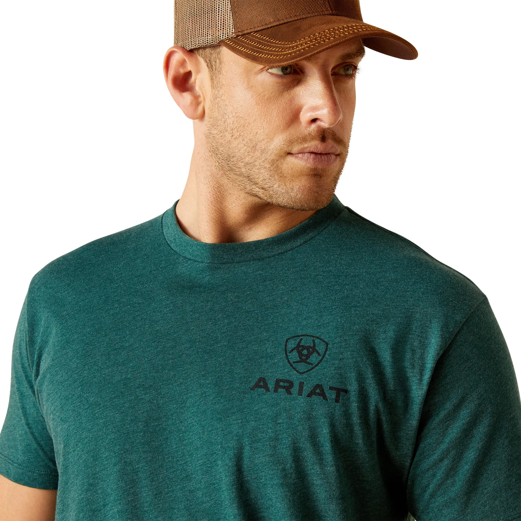 ARIAT Men's Abilene Shield S/S Tee Dark Teal Heather