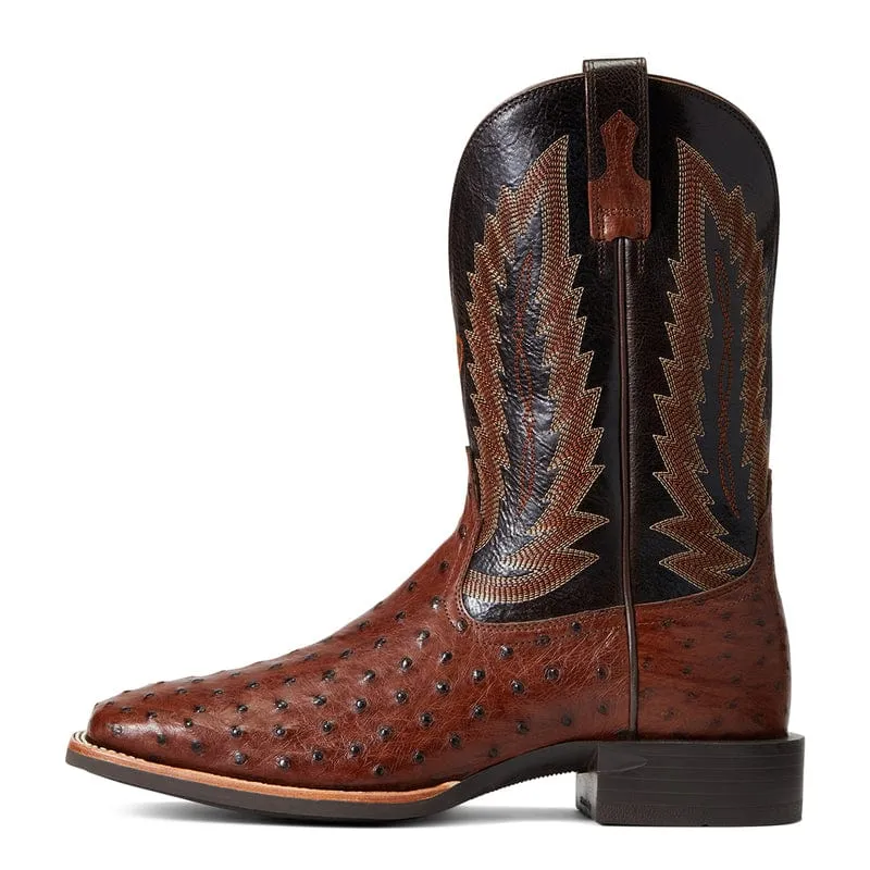 Ariat Men's Quantum Primo Antique Tabac FQ Ostrich Square Toe Exotic Western Boots 10040304