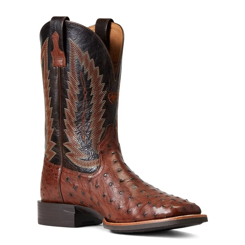 Ariat Men's Quantum Primo Antique Tabac FQ Ostrich Square Toe Exotic Western Boots 10040304