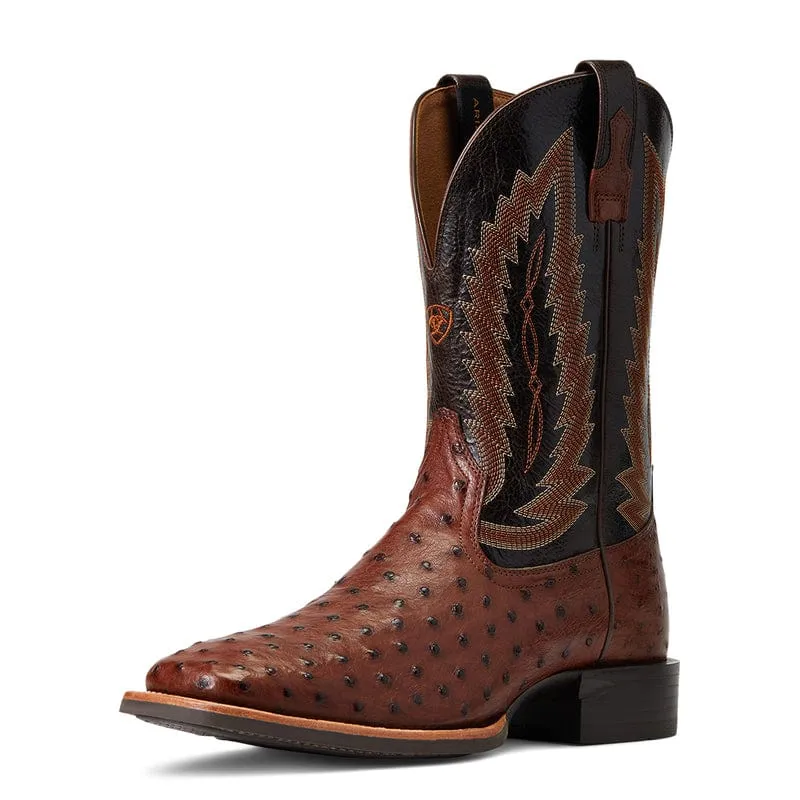 Ariat Men's Quantum Primo Antique Tabac FQ Ostrich Square Toe Exotic Western Boots 10040304