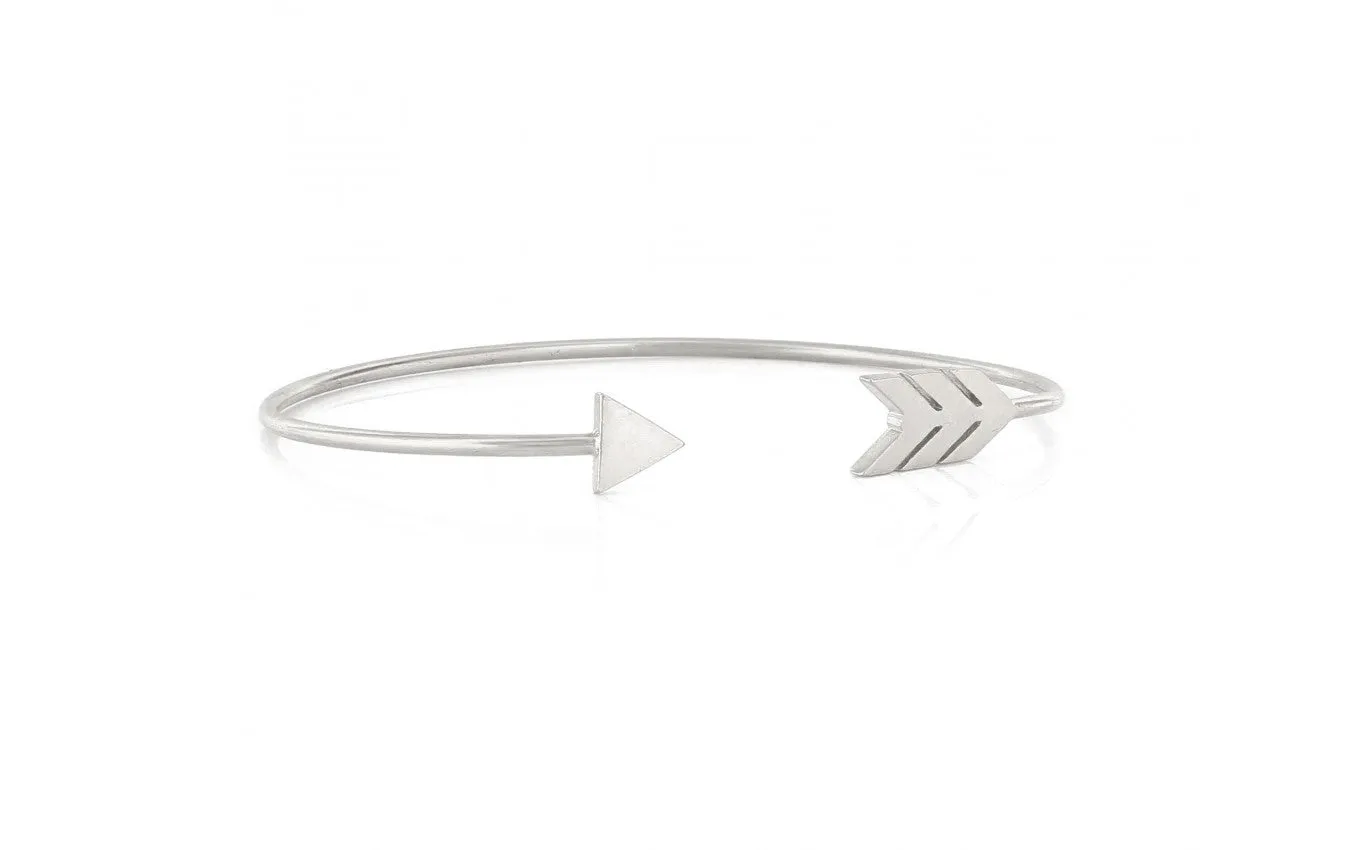 Arrow Cuff Bracelet- Matte Silver