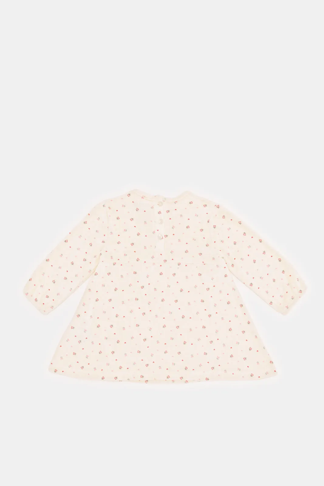 Babies Cream Printed Velour Dress