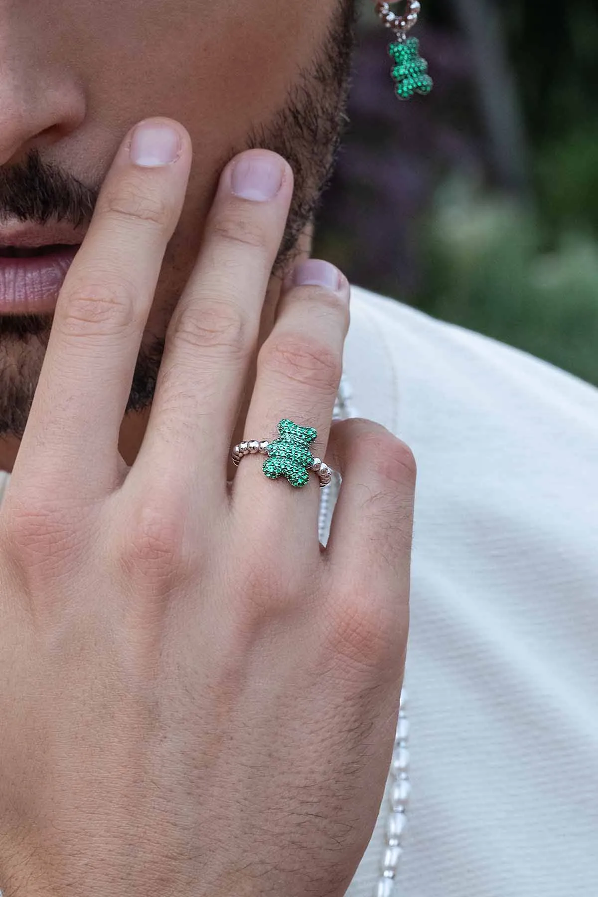 Baby Mint Yummy Bear Ring with Beads