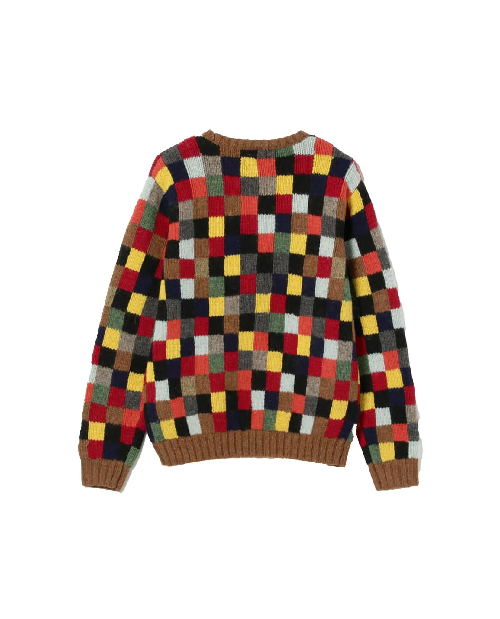 Beams Plus Crew Hand Knit Patchwork