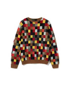 Beams Plus Crew Hand Knit Patchwork