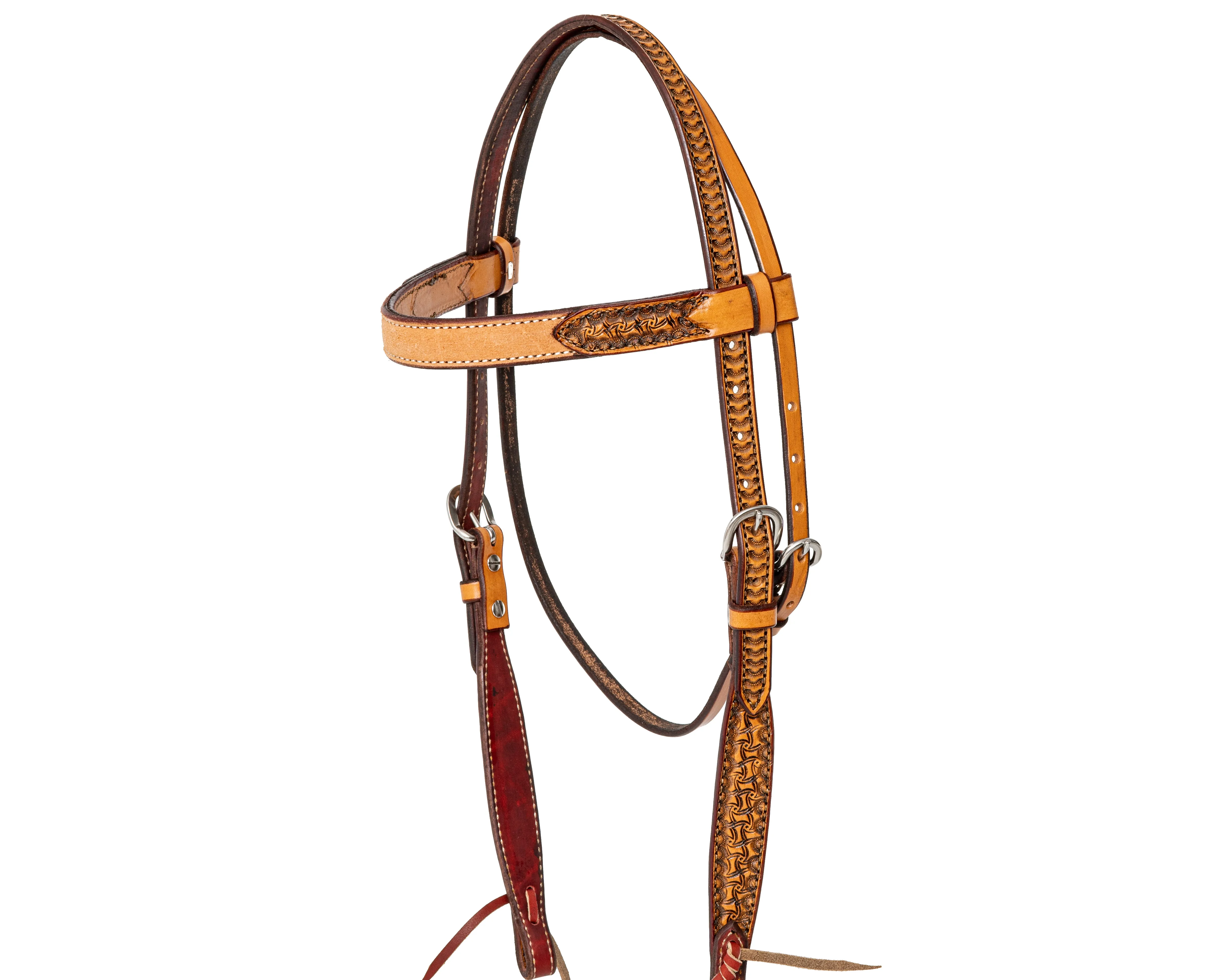 Beastmaster Brow Band Roughout Tooled Ends Headstall