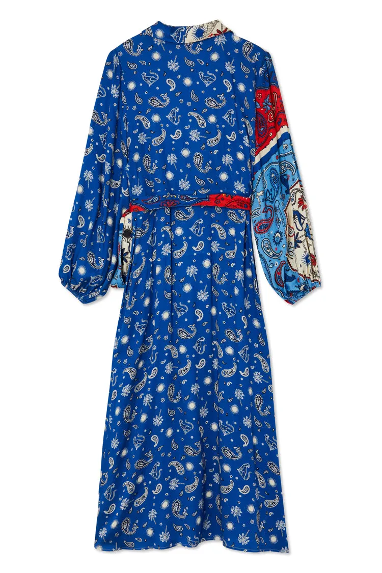 Blue Bandana Clash Brooklyn Wrap Dress Petite