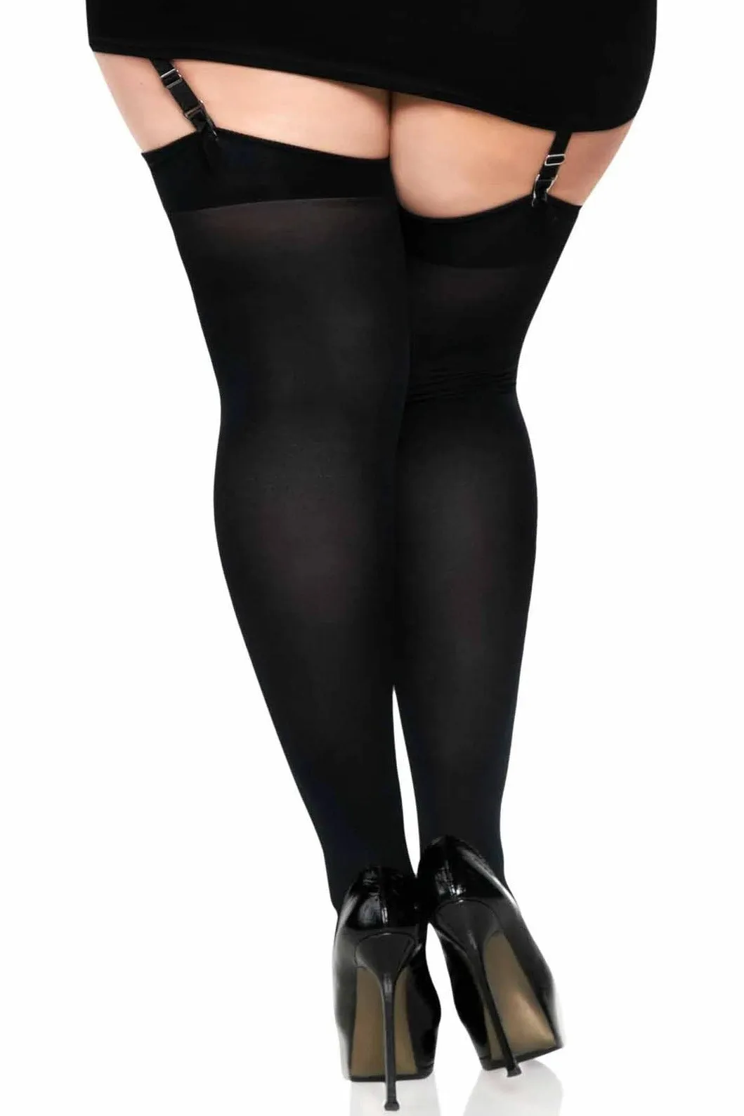 Bow Top Opaque Thigh Highs