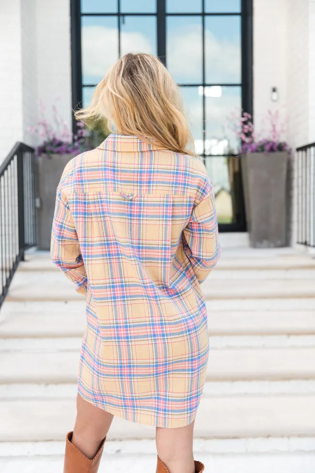 Breaking Plaid Yellow Shirt Dress