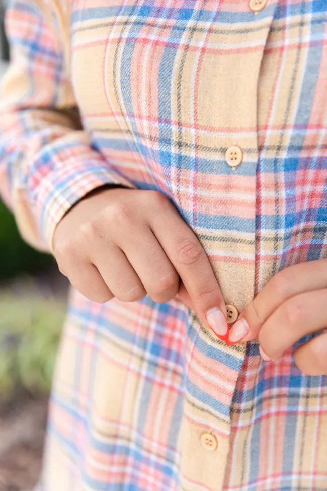 Breaking Plaid Yellow Shirt Dress