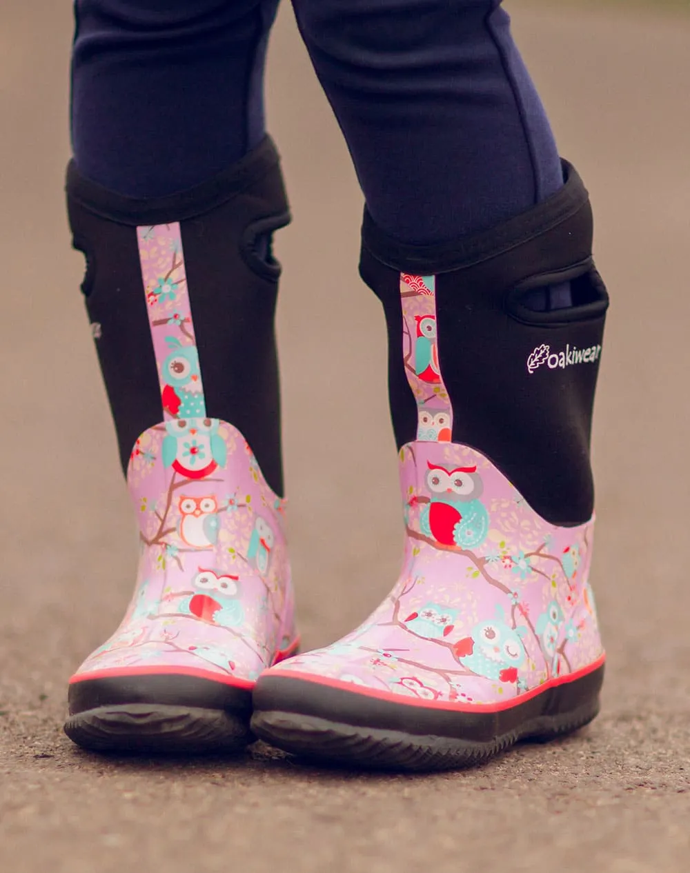 CHILDREN’S NEOPRENE RAINSNOW BOOTS, PERCHED OWLS