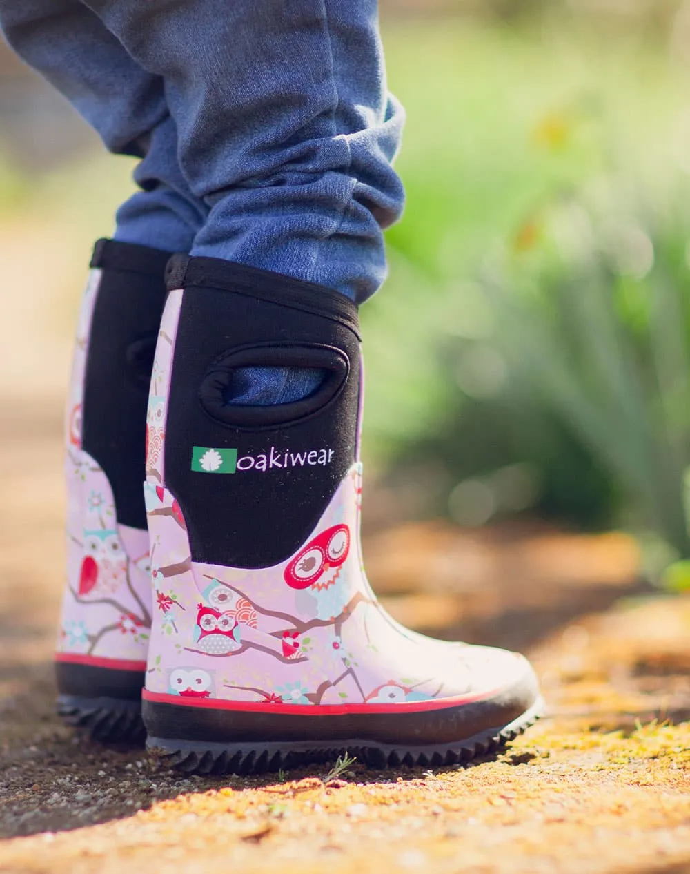 CHILDREN’S NEOPRENE RAINSNOW BOOTS, PERCHED OWLS