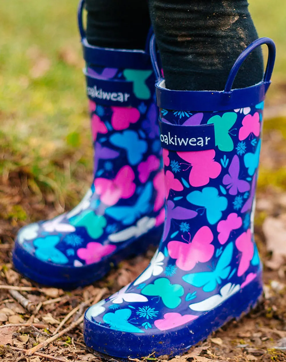 CHILDREN’S RUBBER RAIN BOOTS, BRIGHT BUTTERFLIES