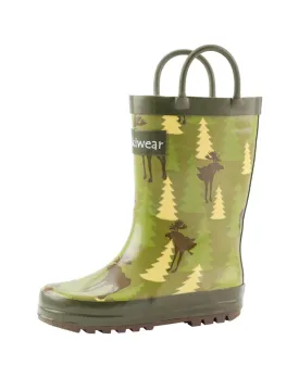 CHILDREN’S RUBBER RAIN BOOTS MOOSE IN TREES