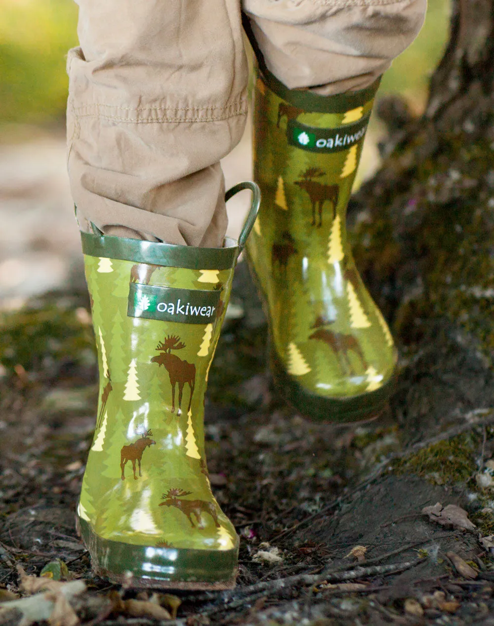 CHILDREN’S RUBBER RAIN BOOTS MOOSE IN TREES