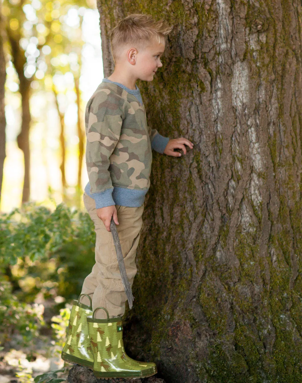 CHILDREN’S RUBBER RAIN BOOTS MOOSE IN TREES