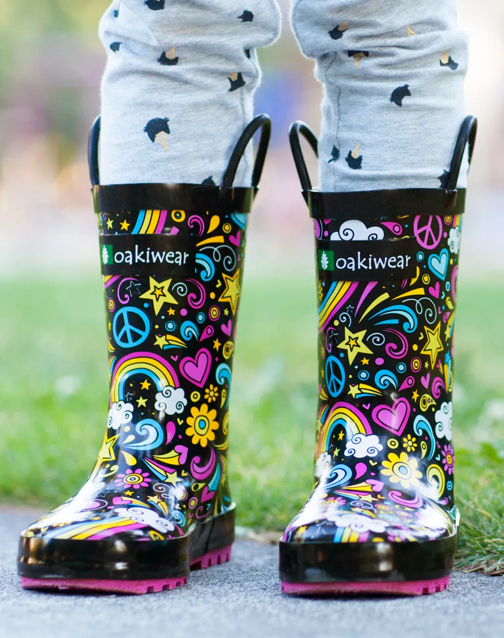 CHILDREN’S RUBBER RAIN BOOTS PEACE LOVE & RAINBOWS