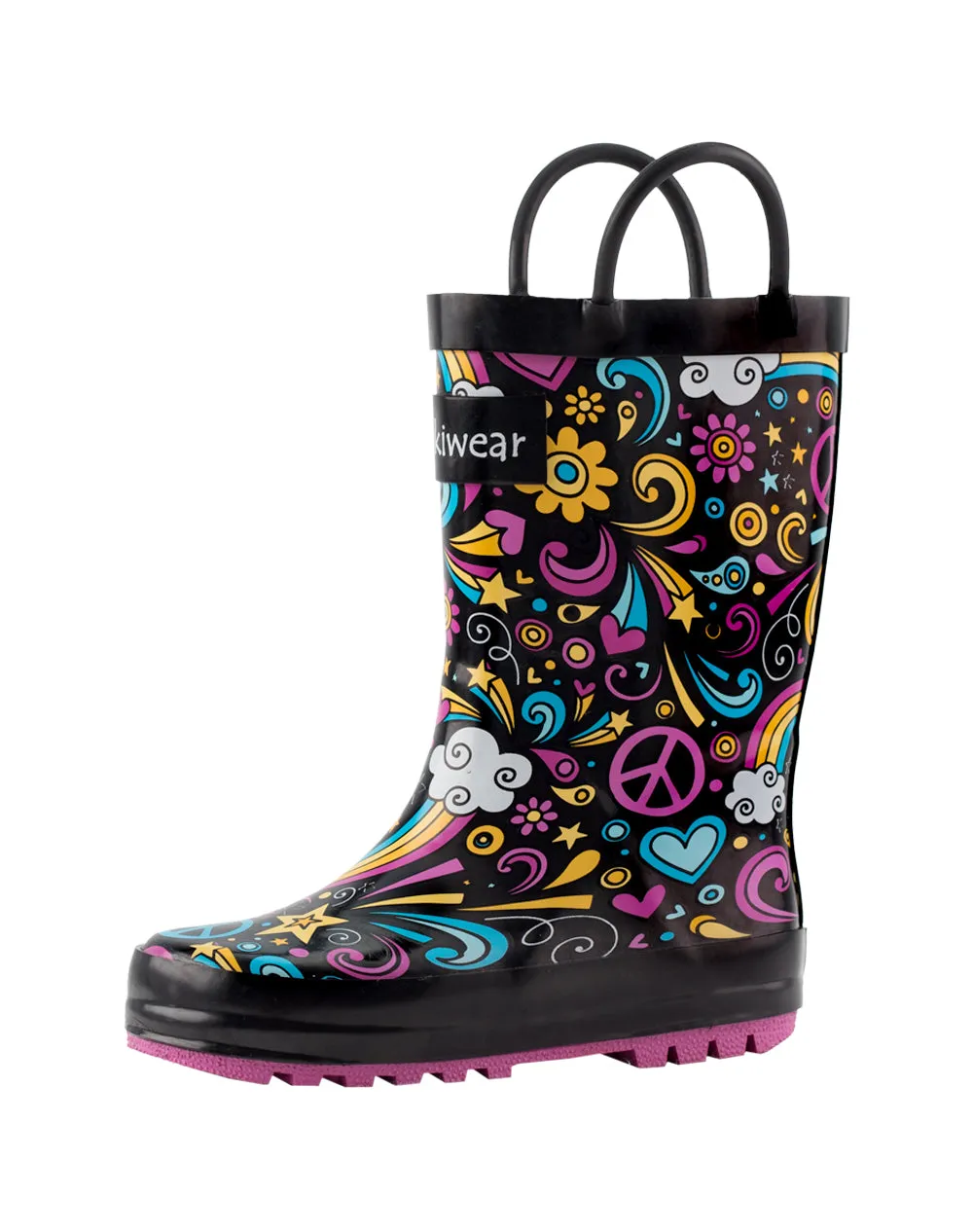 CHILDREN’S RUBBER RAIN BOOTS PEACE LOVE & RAINBOWS