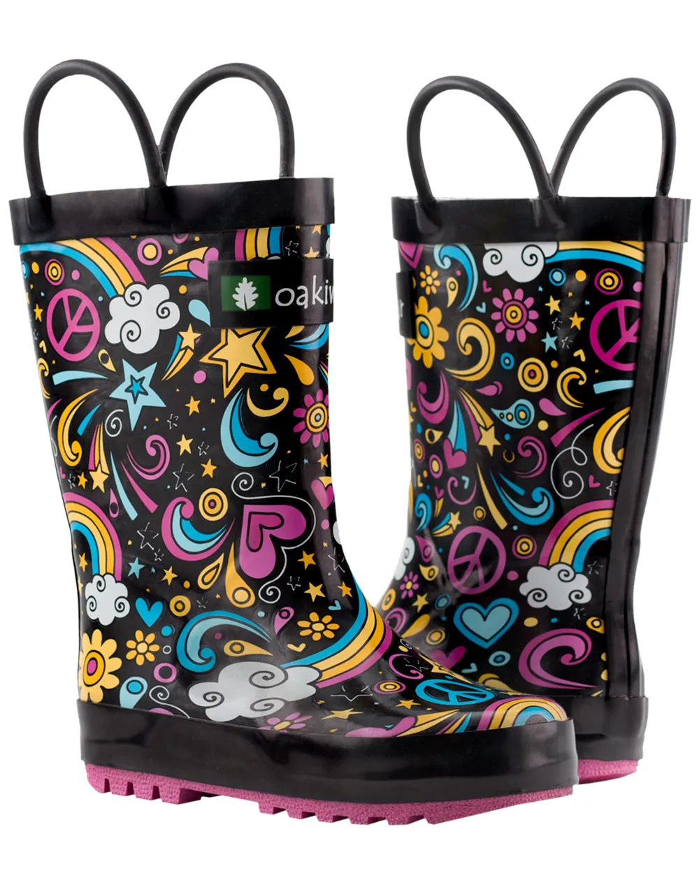 CHILDREN’S RUBBER RAIN BOOTS PEACE LOVE & RAINBOWS