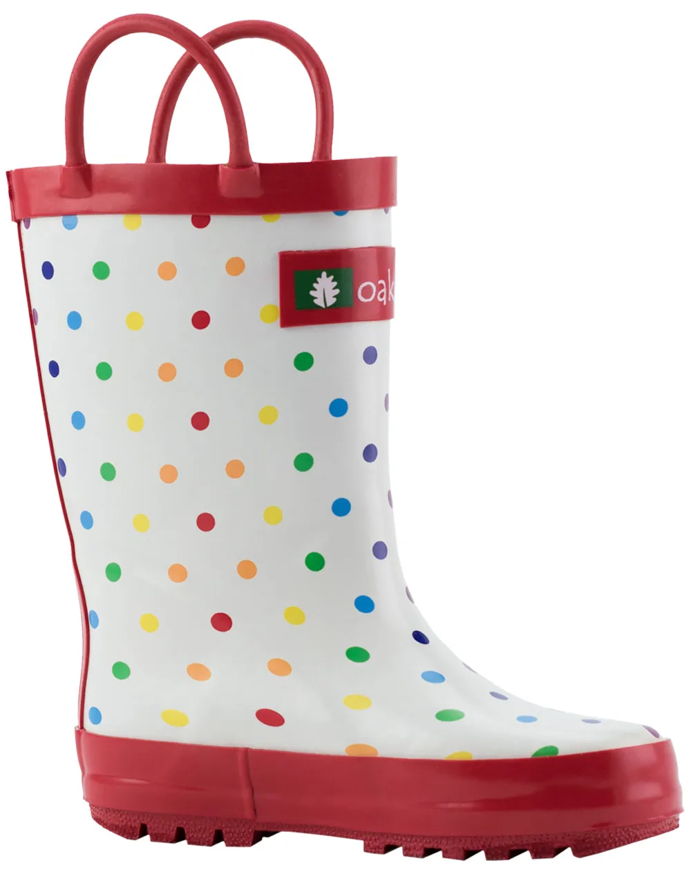 CHILDREN’S RUBBER RAIN BOOTS RAINBOW POLKA DOT