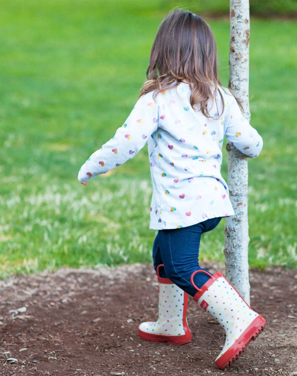 CHILDREN’S RUBBER RAIN BOOTS RAINBOW POLKA DOT