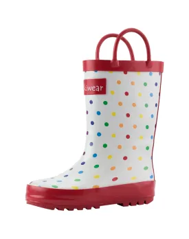 CHILDREN’S RUBBER RAIN BOOTS RAINBOW POLKA DOT