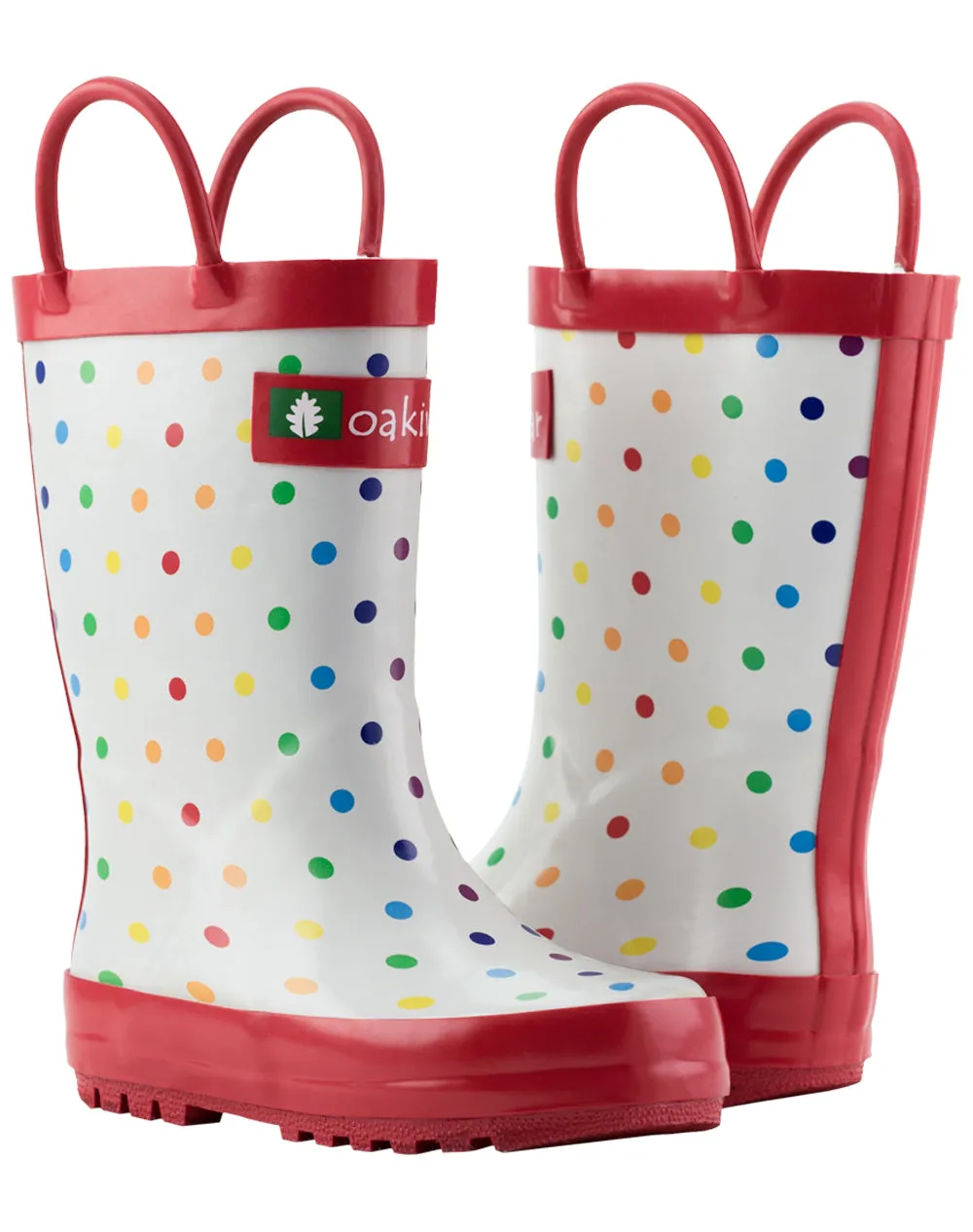 CHILDREN’S RUBBER RAIN BOOTS RAINBOW POLKA DOT