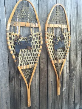 Classic Wood Snowshoes with Leather Bindings