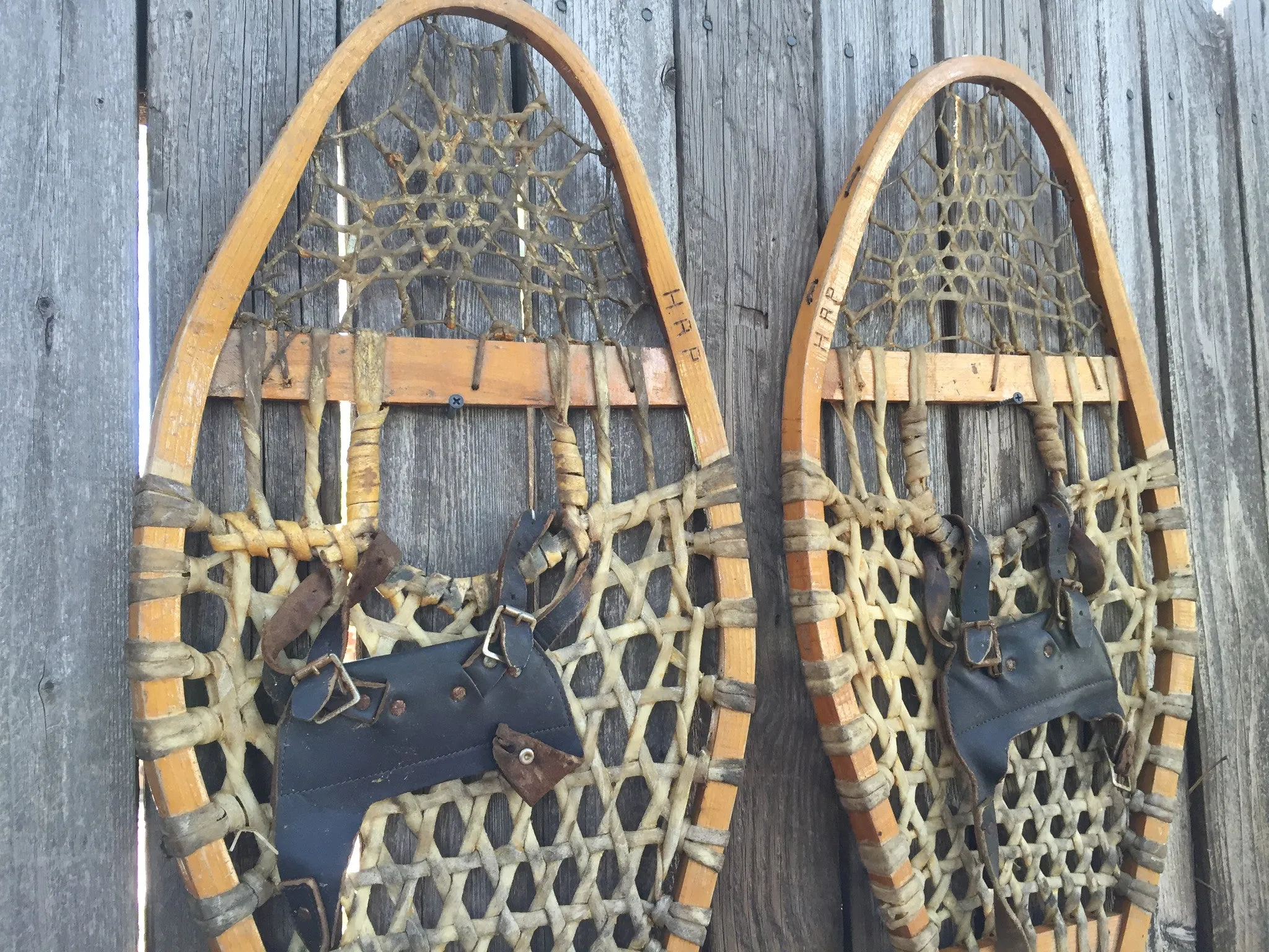 Classic Wood Snowshoes with Leather Bindings