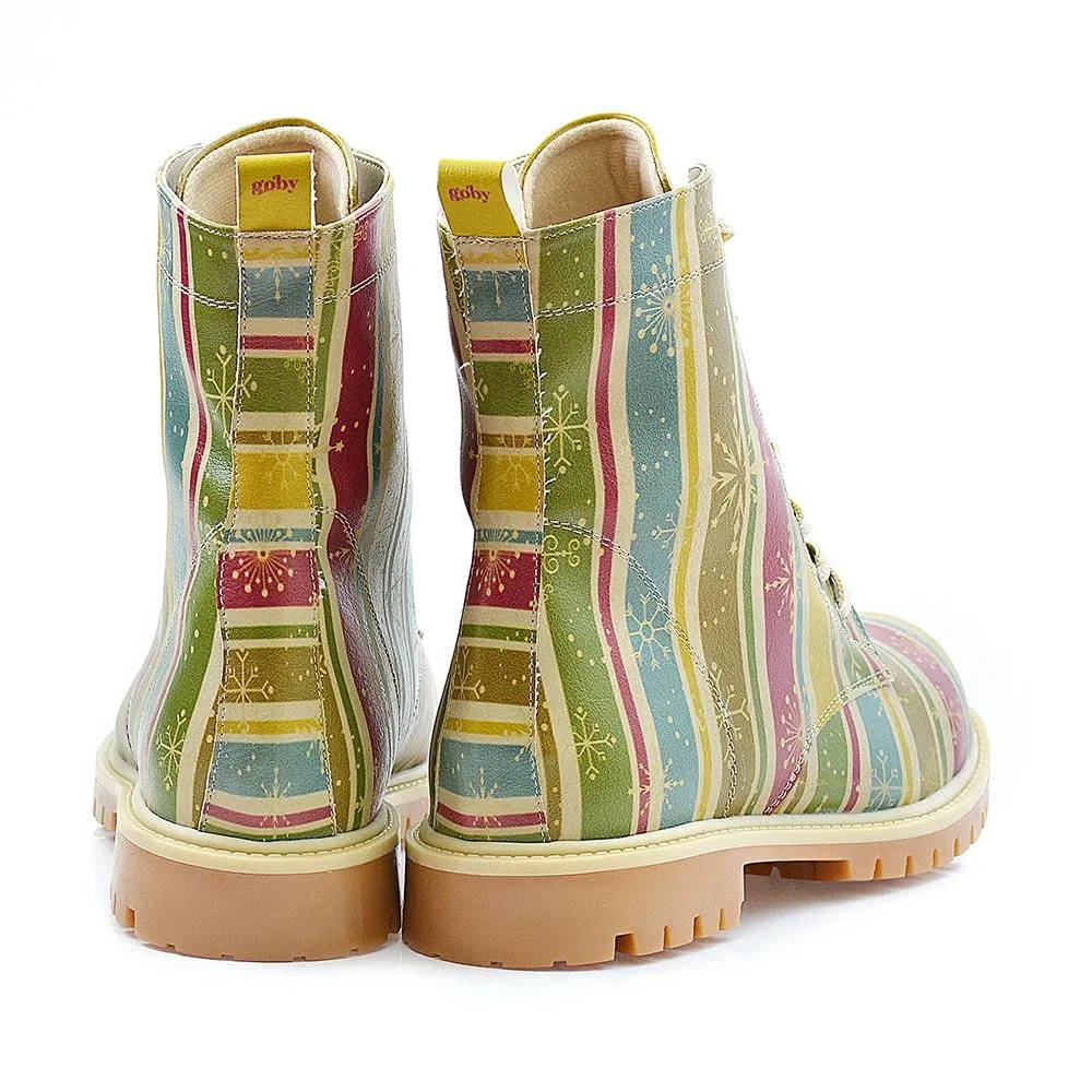 Colored Striped and Snow Crystals Long Boots TMB1022