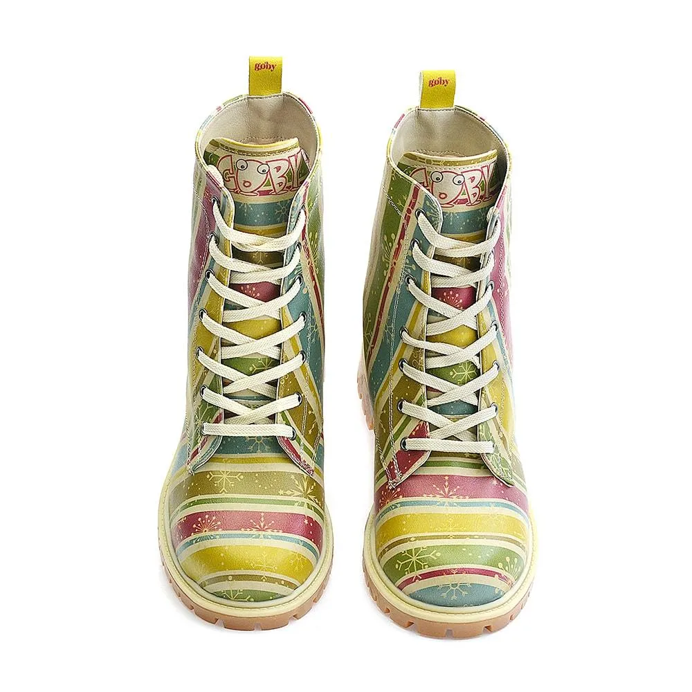 Colored Striped and Snow Crystals Long Boots TMB1022